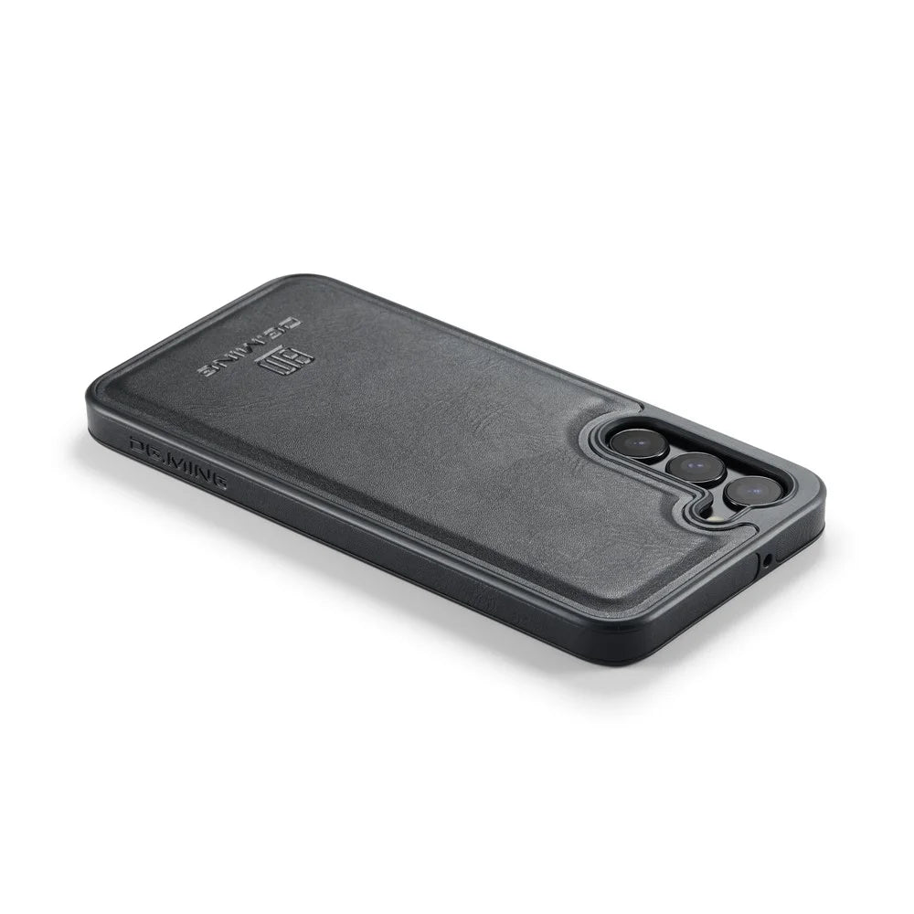 DG.MING For Samsung Galaxy S24 Case Anti-Drop PU Leather Coating Phone Back Cover - Black - 6