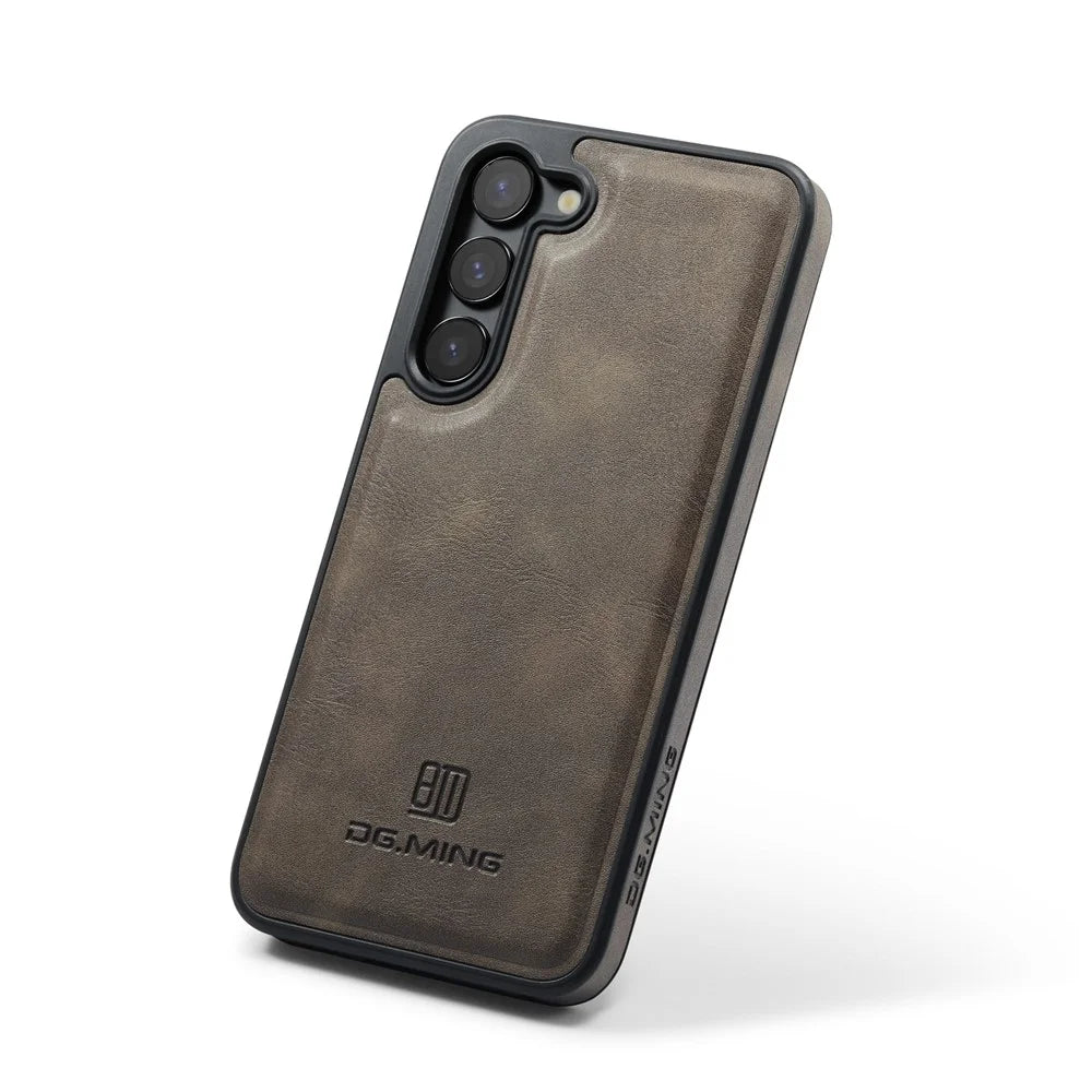 DG.MING For Samsung Galaxy S24+ Cell Phone Case Anti-Drop PU Leather Coating Cover - Coffee - 3