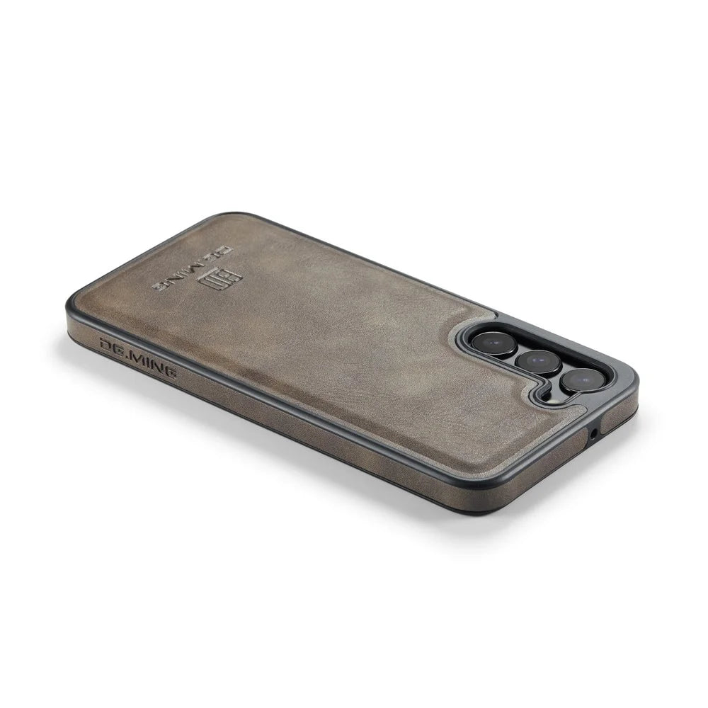 DG.MING For Samsung Galaxy S24+ Cell Phone Case Anti-Drop PU Leather Coating Cover - Coffee - 6