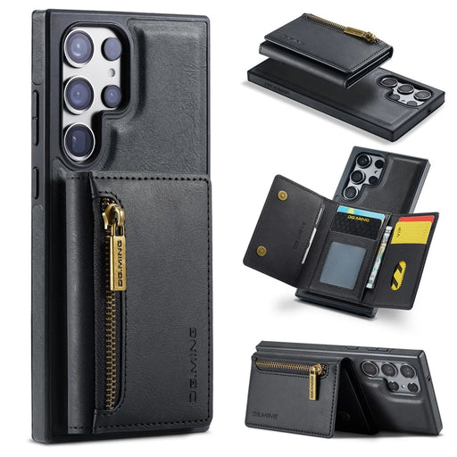 DG.MING M5 Series For Samsung Galaxy S24 Leather Phone Case Magnetic Detachable Wallet Cover - Black - 1