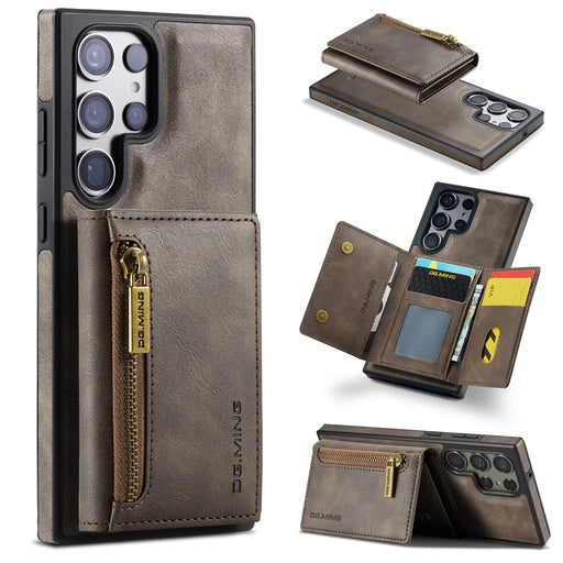 DG.MING M5 Series For Samsung Galaxy S24+ Wallet Case 2-in-1 Detachable Leather Phone Cover - Coffee - 1
