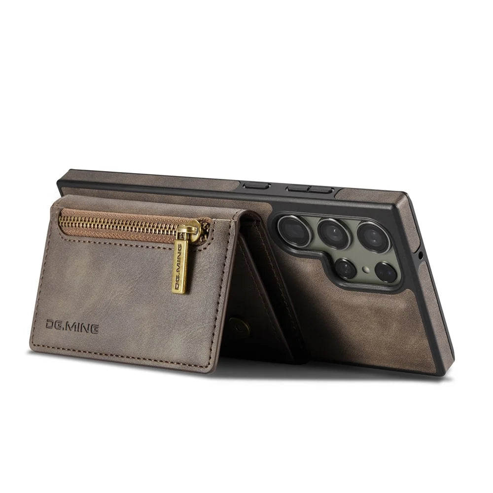 DG.MING M5 Series For Samsung Galaxy S24+ Wallet Case 2-in-1 Detachable Leather Phone Cover - Coffee - 2