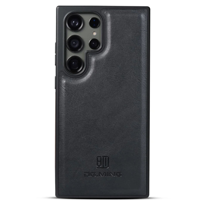 DG.MING For Samsung Galaxy S24 Ultra Phone Case Anti-Scratch Side Edge Leather Coating Back Shell - Black - 1