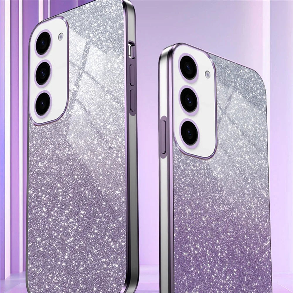 For Samsung Galaxy S24 Case 6D Electroplating Glitter Powder TPU Phone Cover - Pink - 3