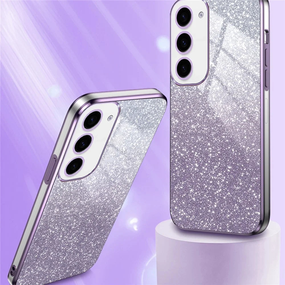 For Samsung Galaxy S24 Case 6D Electroplating Glitter Powder TPU Phone Cover - Pink - 5