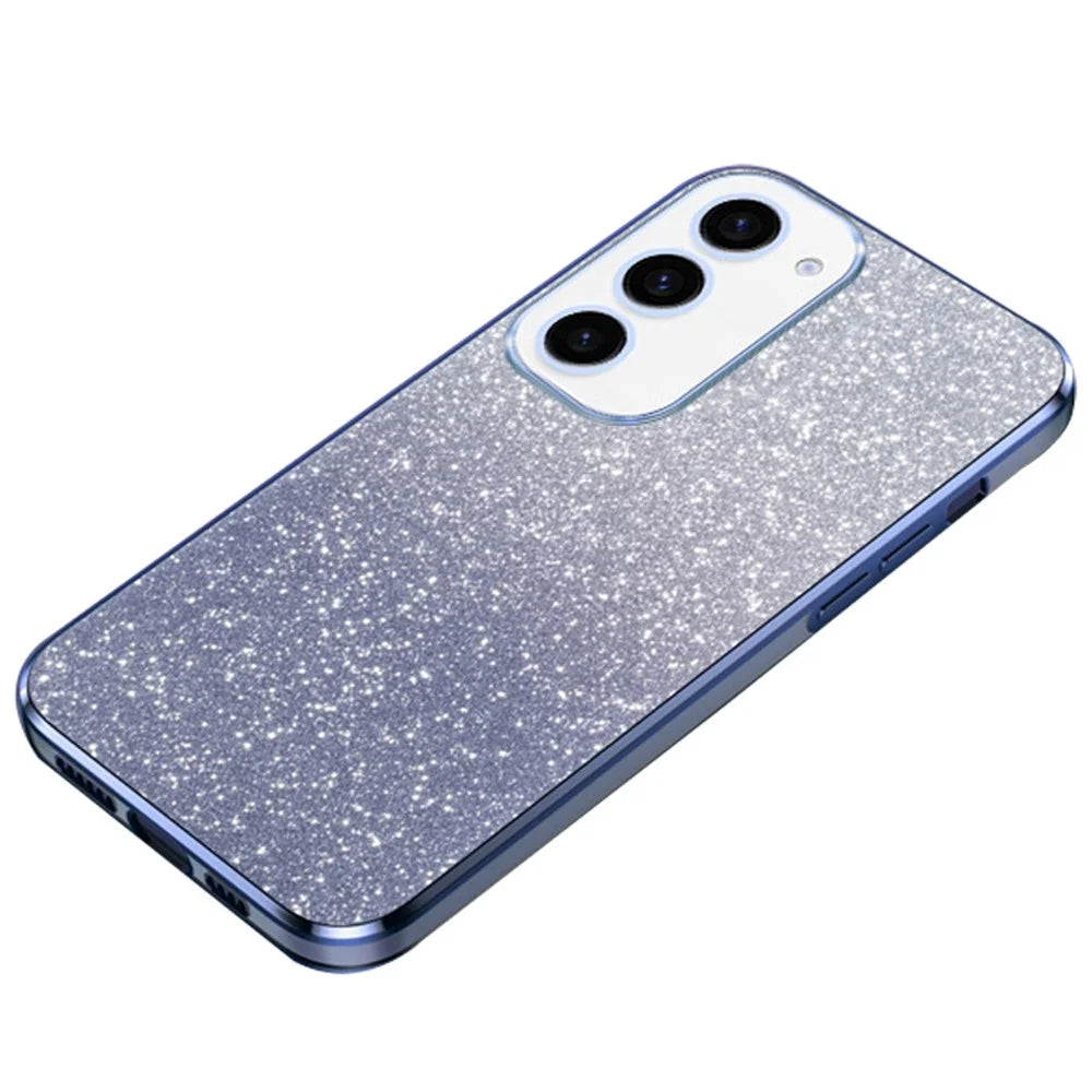 For Samsung Galaxy S24+ Cell Phone Case 6D Electroplating Glitter Powder TPU Cover - Blue - 1