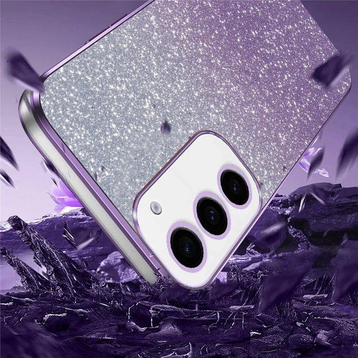 For Samsung Galaxy S24+ Cell Phone Case 6D Electroplating Glitter Powder TPU Cover - Blue - 7