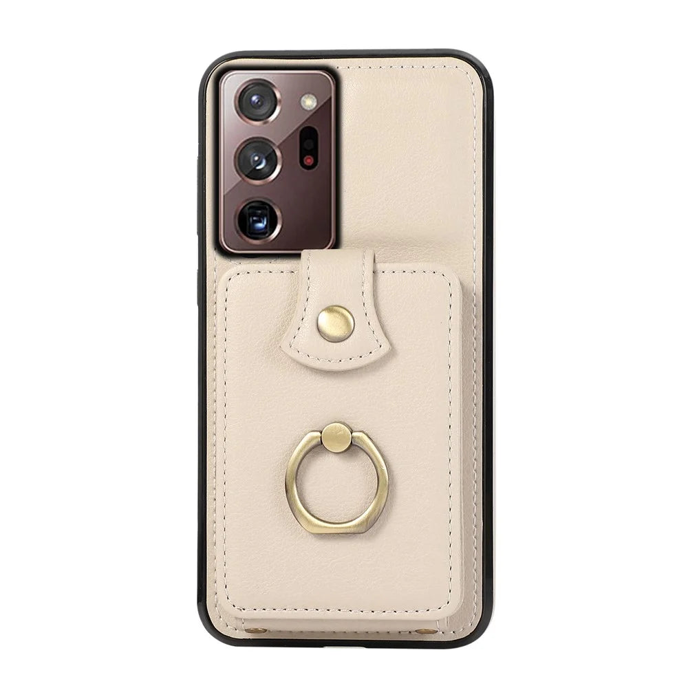 For Samsung Galaxy Note20 Ultra 5G / Note20 Ultra Case TPU+PU Leather Card Holder Kickstand Phone Cover - Beige - 2