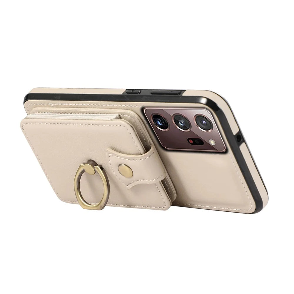 For Samsung Galaxy Note20 Ultra 5G / Note20 Ultra Case TPU+PU Leather Card Holder Kickstand Phone Cover - Beige - 4