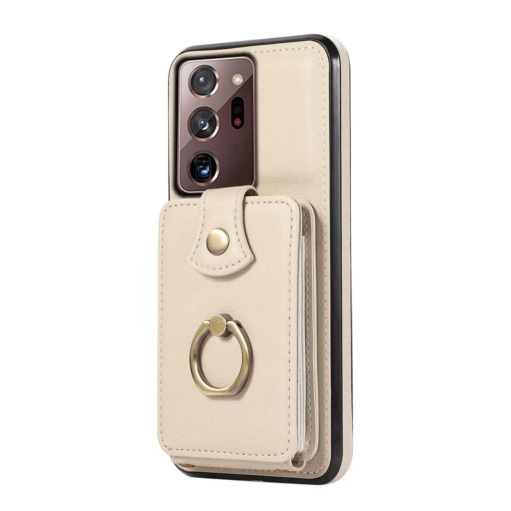 For Samsung Galaxy Note20 Ultra 5G / Note20 Ultra Case TPU+PU Leather Card Holder Kickstand Phone Cover - Beige - 7