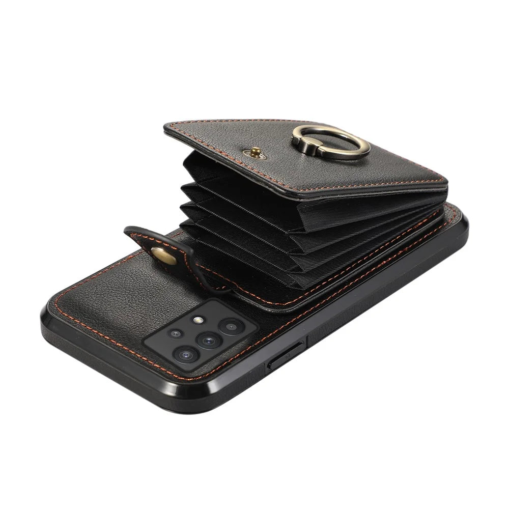 For Samsung Galaxy A53 5G Case Kickstand TPU+PU Leather Phone Cover with Card Holder - Black - 7