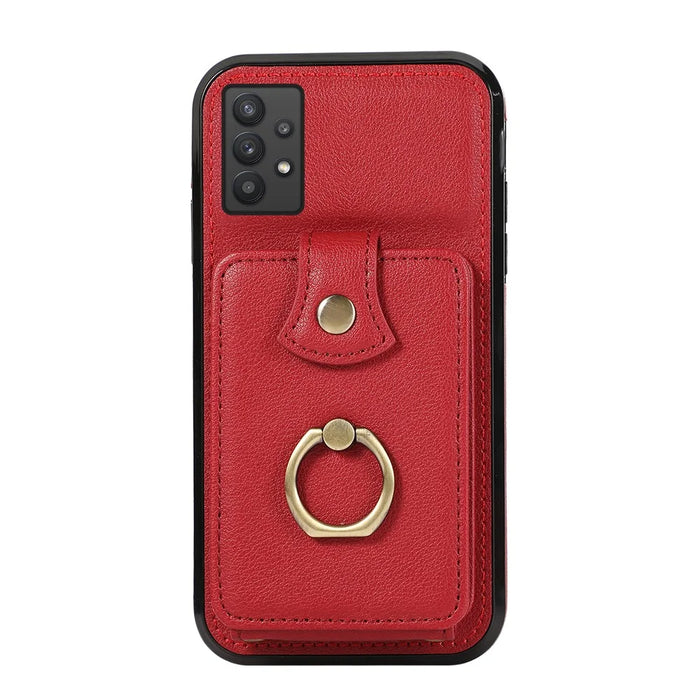TPU+PU Leather Phone Cover for Samsung Galaxy A32 5G / M32 5G Case Card Holder Kickstand Shell - Red - 2
