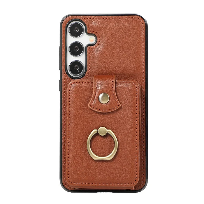 For Samsung Galaxy A34 5G Mobile Case Shoulder Phone Pouch Kickstand TPU+PU Leather Shell - Brown - 2