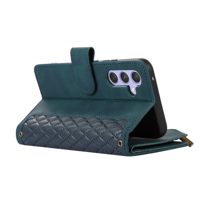 For Samsung Galaxy S24+ Cell Phone Case Imprinted Zipper Wallet Leather Anti-drop Shell - Green - 4