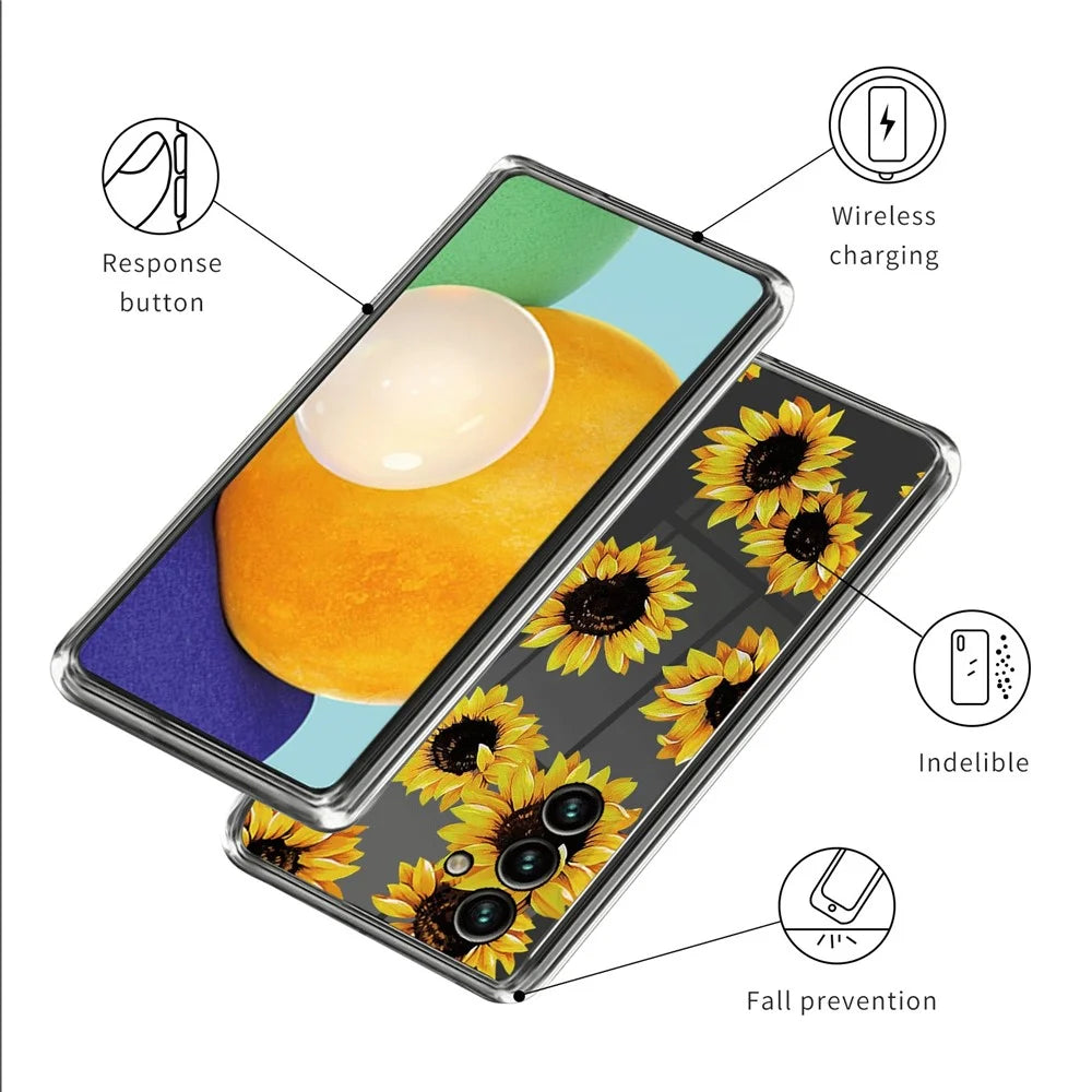 For Samsung Galaxy A35 5G TPU Case IMD Pattern Printing Scratch-resistant Phone Cover - Sunflowers - 3