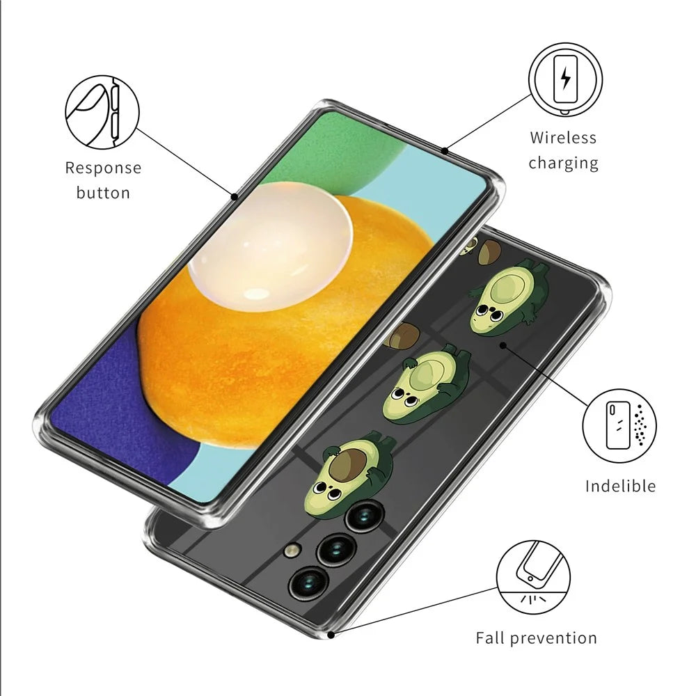 For Samsung Galaxy A35 5G TPU Case Pattern Printing Anti-Fall Shockproof Phone Cover - Avocado - 3