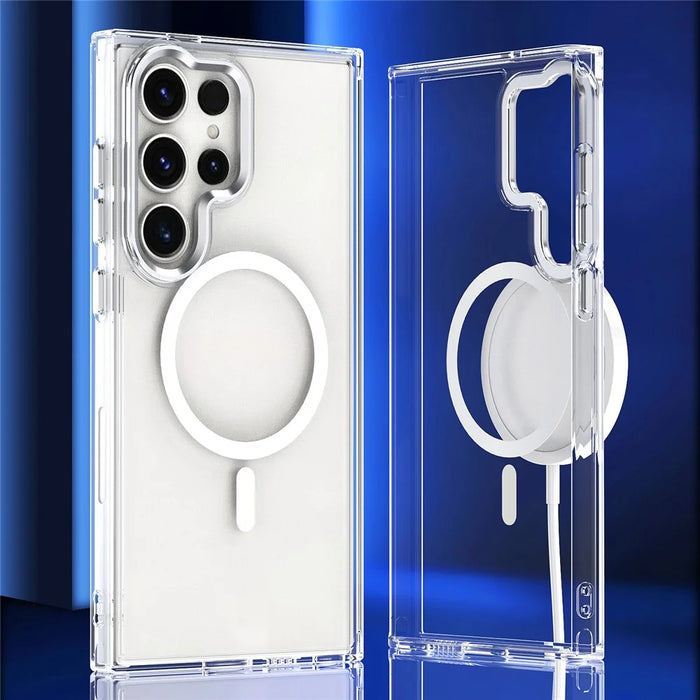 For Samsung Galaxy S24 Ultra Case Shockproof TPU+PC Clear Phone Cover Magnetic Case - White - 1
