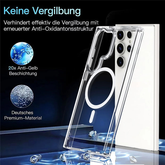 For Samsung Galaxy S24 Ultra Case Shockproof TPU+PC Clear Phone Cover Magnetic Case - White - 2