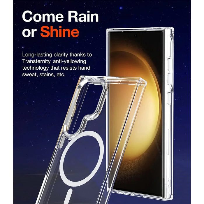 For Samsung Galaxy S24 Ultra Case Shockproof TPU+PC Clear Phone Cover Magnetic Case - White - 4