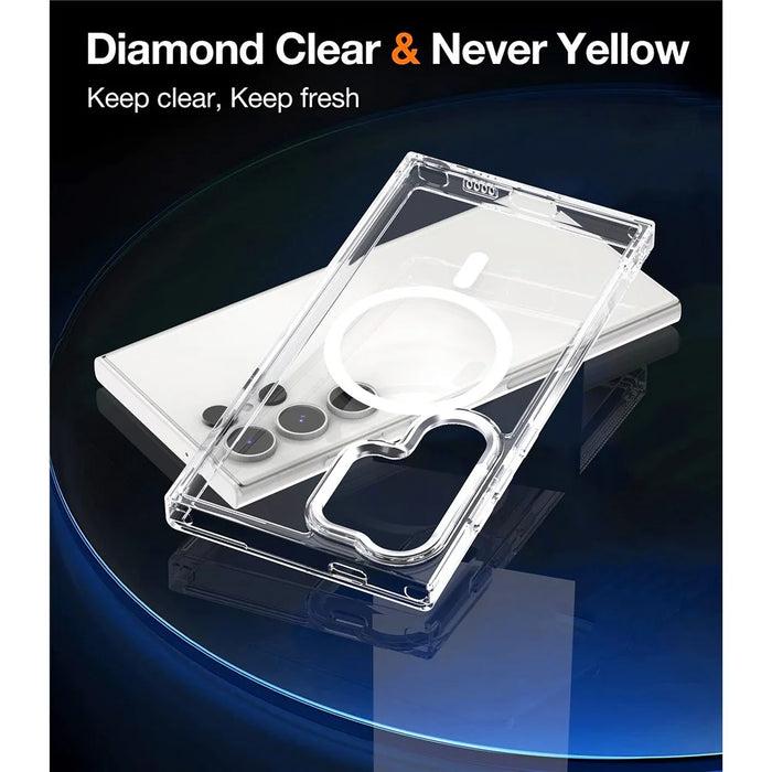 For Samsung Galaxy S24 Ultra Case Shockproof TPU+PC Clear Phone Cover Magnetic Case - White - 6