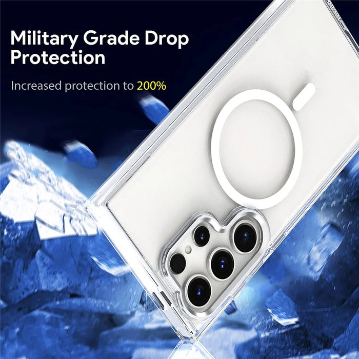 For Samsung Galaxy S24 Ultra Case Shockproof TPU+PC Clear Phone Cover Magnetic Case - White - 7