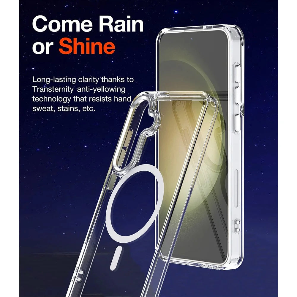 For Samsung Galaxy S24+ Clear Case Anti-Drop TPU+PC Phone Cover Magnetic Case - Black - 4