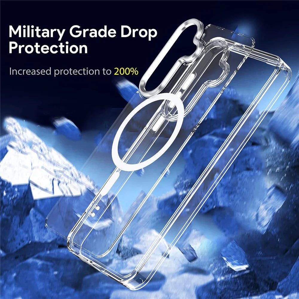 For Samsung Galaxy S24+ Clear Case Anti-Drop TPU+PC Phone Cover Magnetic Case - Black - 6