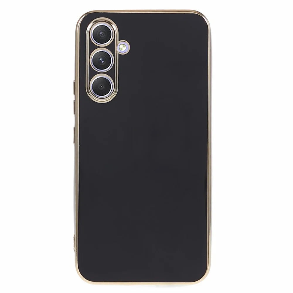 For Samsung Galaxy A05s 4G Cell Phone Case TPU Glossy 6D Electroplating Back Shell - Black - 1