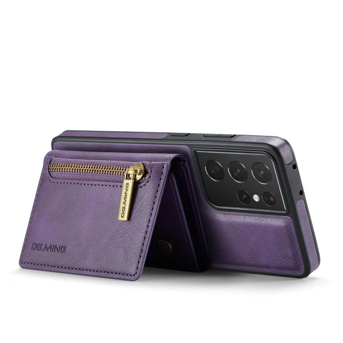DG.MING M5 Series For Samsung Galaxy S21 Ultra 5G Phone Case Detachable Wallet Kickstand Cover - Purple - 2
