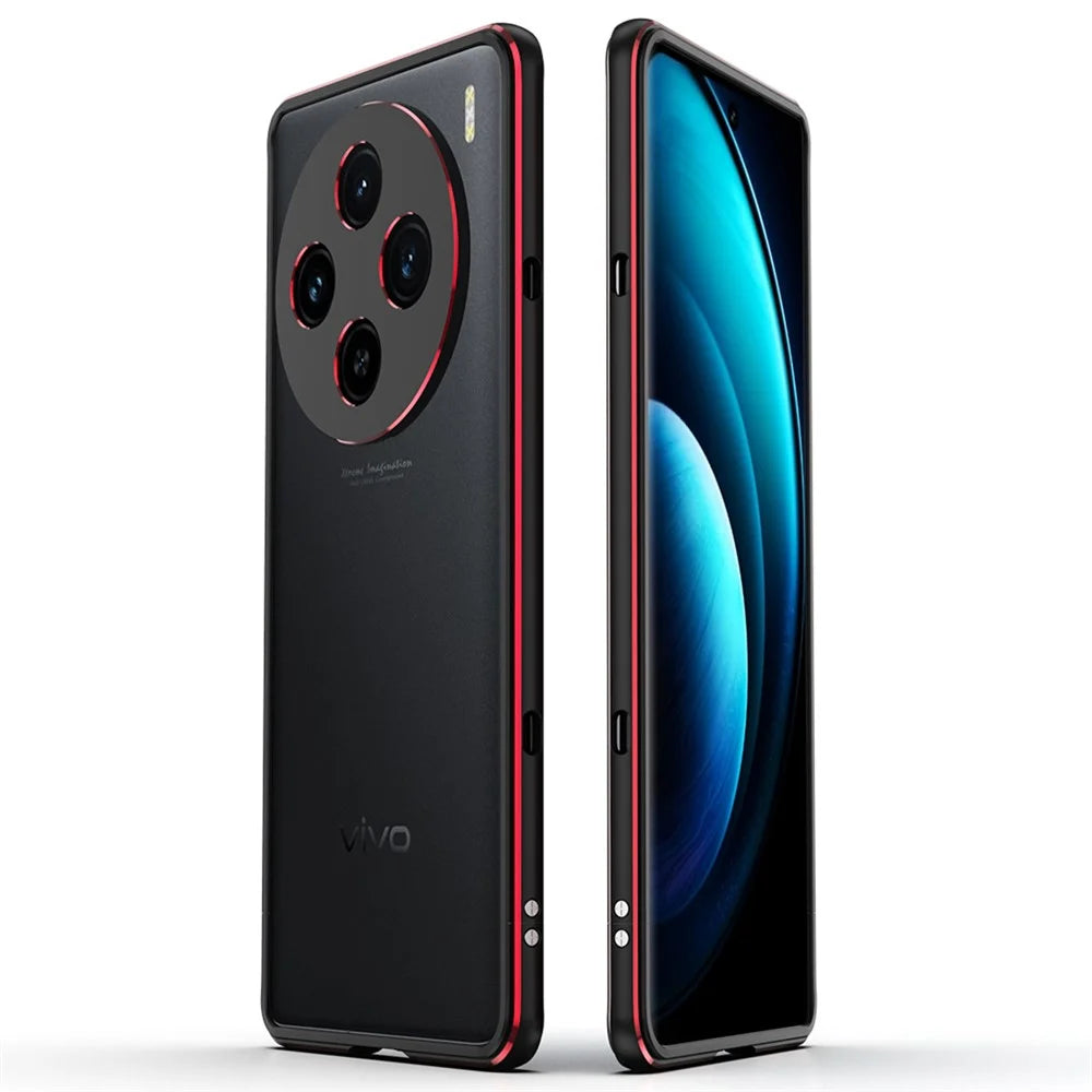 For vivo X100 5G Bumper Case Metal Frame Camera Lens Protective Cover - Black  /  Red - 1
