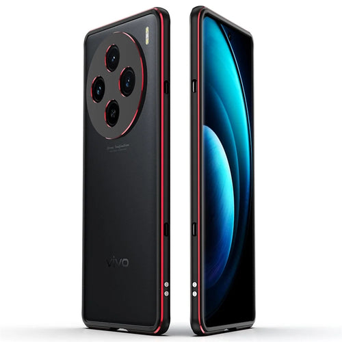 For vivo X100 5G Bumper Case Metal Frame Camera Lens Protective Cover - Black  /  Red - 1
