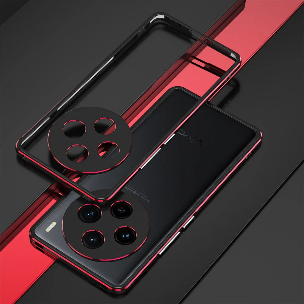 For vivo X100 5G Bumper Case Metal Frame Camera Lens Protective Cover - Black  /  Red - 2
