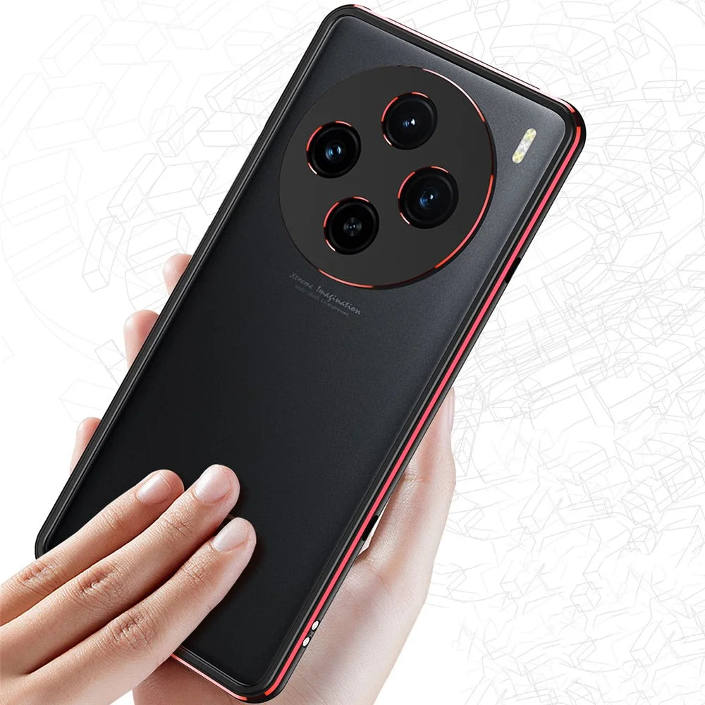 For vivo X100 5G Bumper Case Metal Frame Camera Lens Protective Cover - Black  /  Red - 4