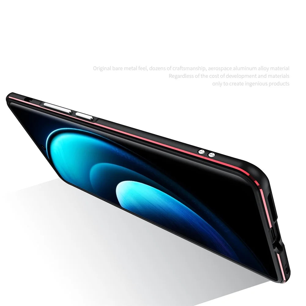 For vivo X100 5G Bumper Case Metal Frame Camera Lens Protective Cover - Black  /  Red - 6