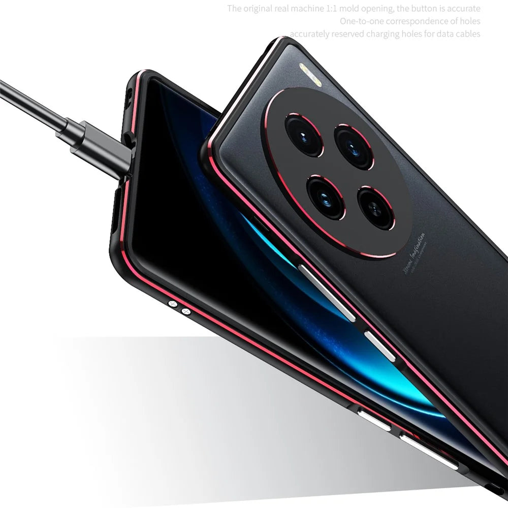For vivo X100 5G Bumper Case Metal Frame Camera Lens Protective Cover - Black  /  Red - 7