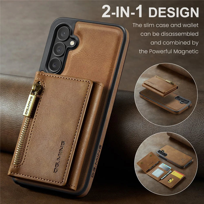 DG.MING M5 Series For Samsung Galaxy S23 FE Phone Case Magnetic Wallet Protective Cover - Brown - 4
