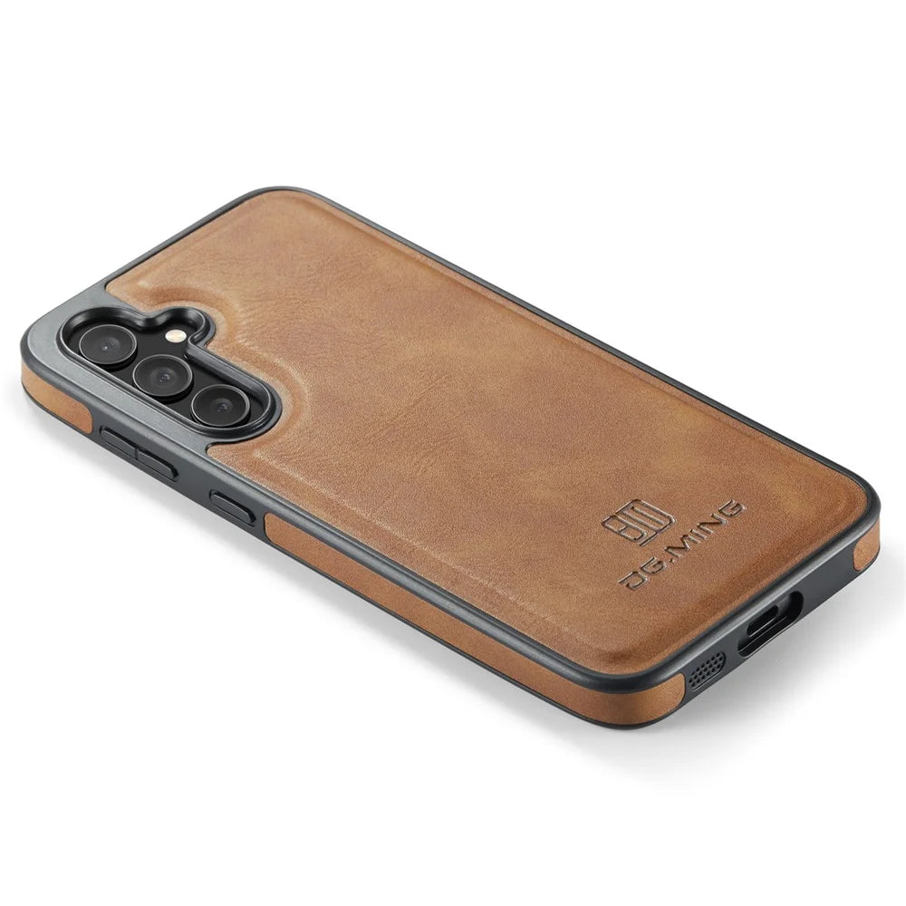 DG.MING For Samsung Galaxy S23 FE PU Leather Coating Cover Shockproof Phone Back Case - Brown - 4