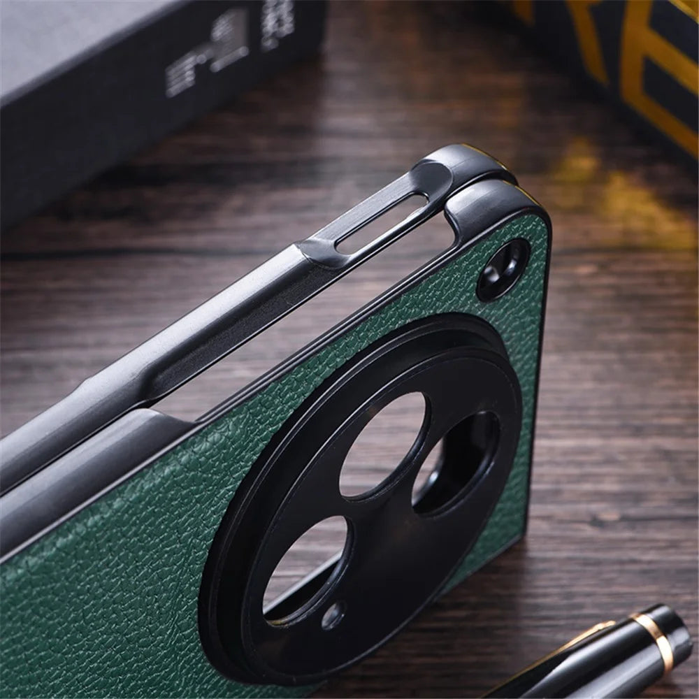 For OnePlus Open Case Litchi Texture PU Leather PC Phone Back Cover with Kickstand - Purple - 6