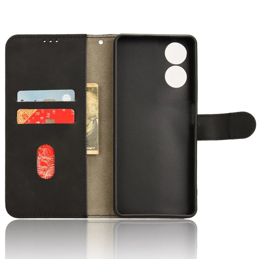 For TCL 40 Nxtpaper 4G Leather Case Skin-Touch PU Leather Phone Cover Wallet Stand - Black - 4