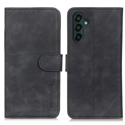 KHAZNEH For Samsung Galaxy A35 5G Leather Case Retro Phone Phone Cover Wallet Stand - Black - 1