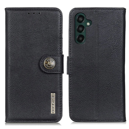 KHAZNEH For Samsung Galaxy A35 5G Leather Cases Stand Cowhide Texture Phone Cover Wallet - Black - 1