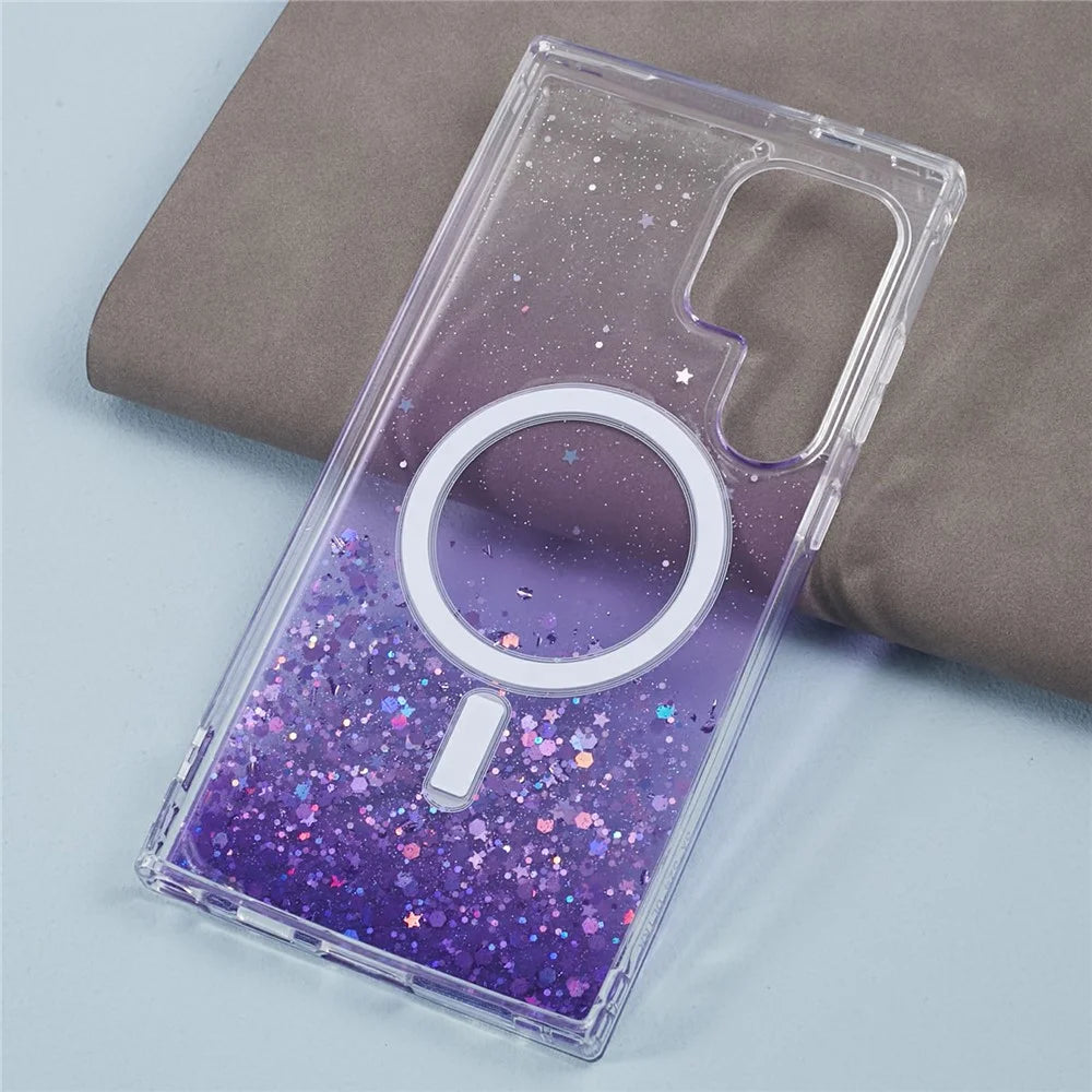 JTW Series For Samsung Galaxy S24 Ultra Magnetic Phone Case Slim-Fit Epoxy TPU+Acrylic Shell - Purple - 2