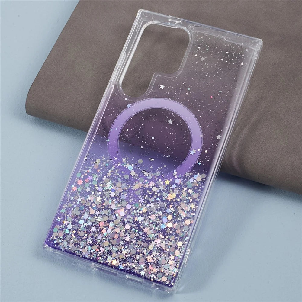 JTW Series For Samsung Galaxy S24 Ultra Magnetic Phone Case Slim-Fit Epoxy TPU+Acrylic Shell - Purple - 3
