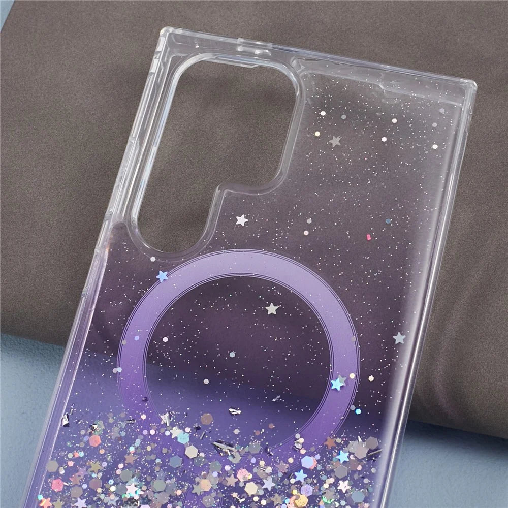 JTW Series For Samsung Galaxy S24 Ultra Magnetic Phone Case Slim-Fit Epoxy TPU+Acrylic Shell - Purple - 4