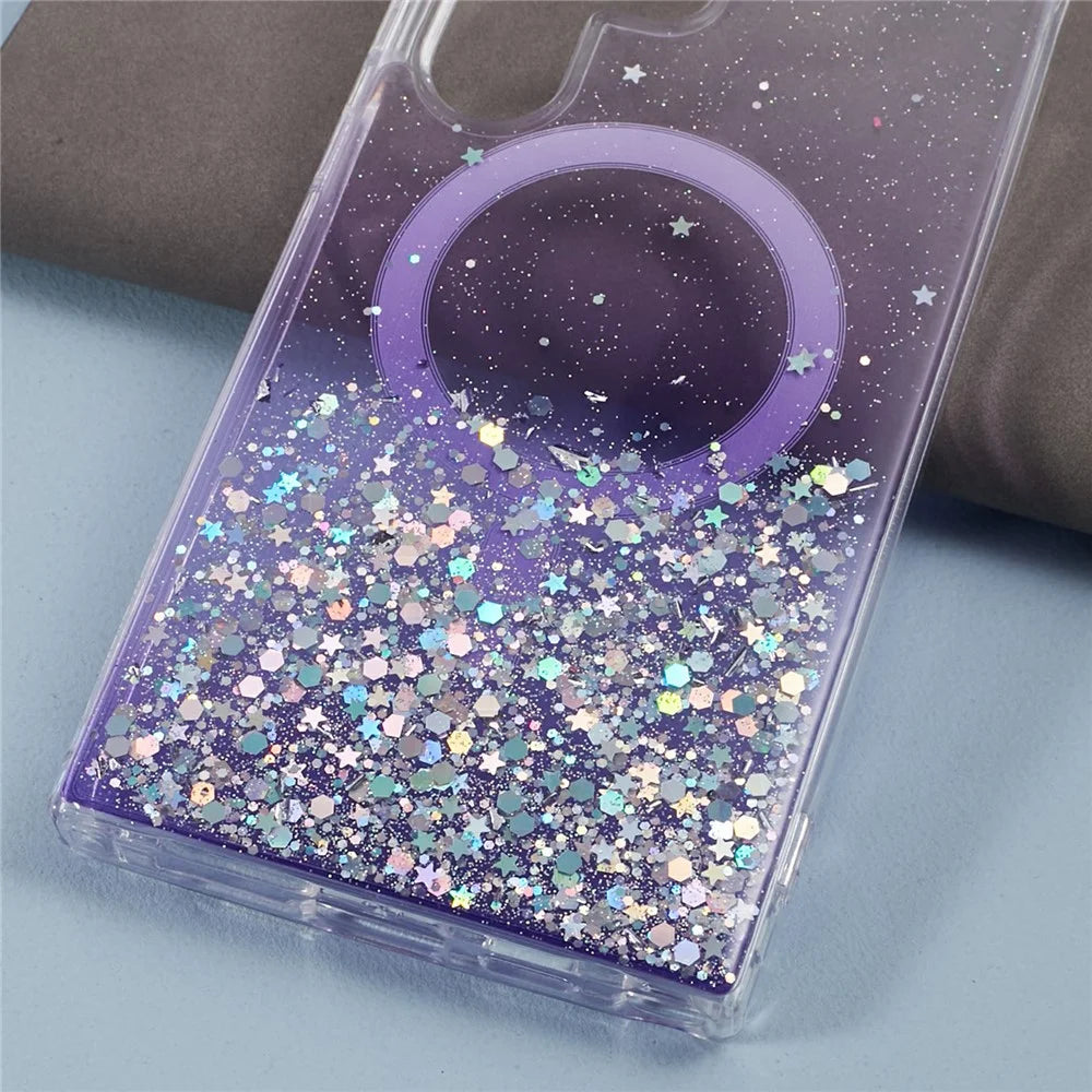 JTW Series For Samsung Galaxy S24 Ultra Magnetic Phone Case Slim-Fit Epoxy TPU+Acrylic Shell - Purple - 5