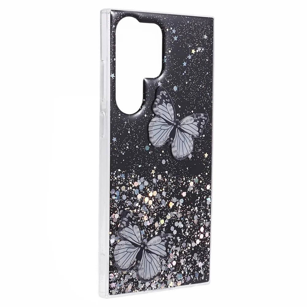 AW Series For Samsung Galaxy S23 Ultra Case TPU+PVC Epoxy Back Cover with Big Rear Lens Hole - Black - 2