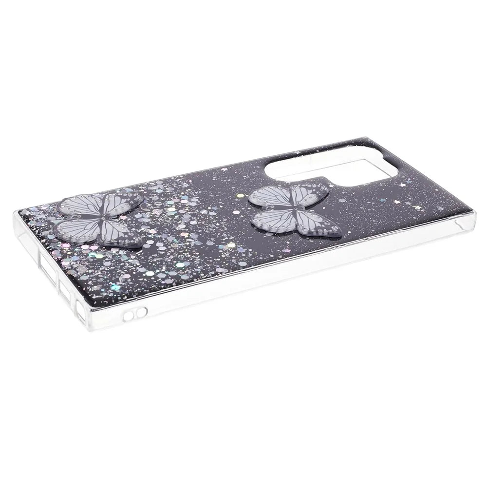 AW Series For Samsung Galaxy S23 Ultra Case TPU+PVC Epoxy Back Cover with Big Rear Lens Hole - Black - 4