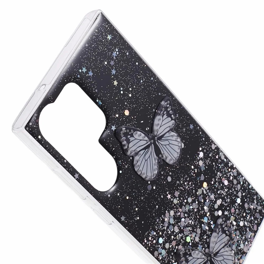 AW Series For Samsung Galaxy S23 Ultra Case TPU+PVC Epoxy Back Cover with Big Rear Lens Hole - Black - 5