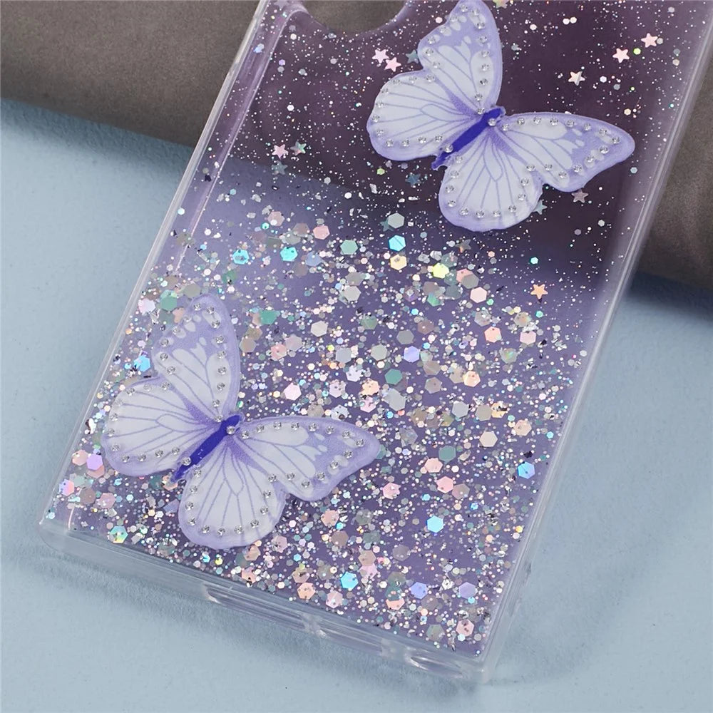 AW Series For Samsung Galaxy S24 Ultra TPU+PVC Case Sparkle Epoxy Big Rear Lens Hole Phone Back Shell - Purple - 5