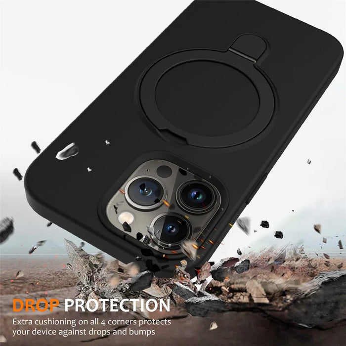 For iPhone 13 Pro Kickstand Case Magnetic Phone Cover Compatible with MagSafe - Black - 6
